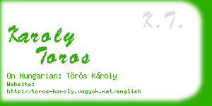 karoly toros business card